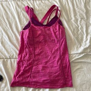 pink and purple lululemon workout top